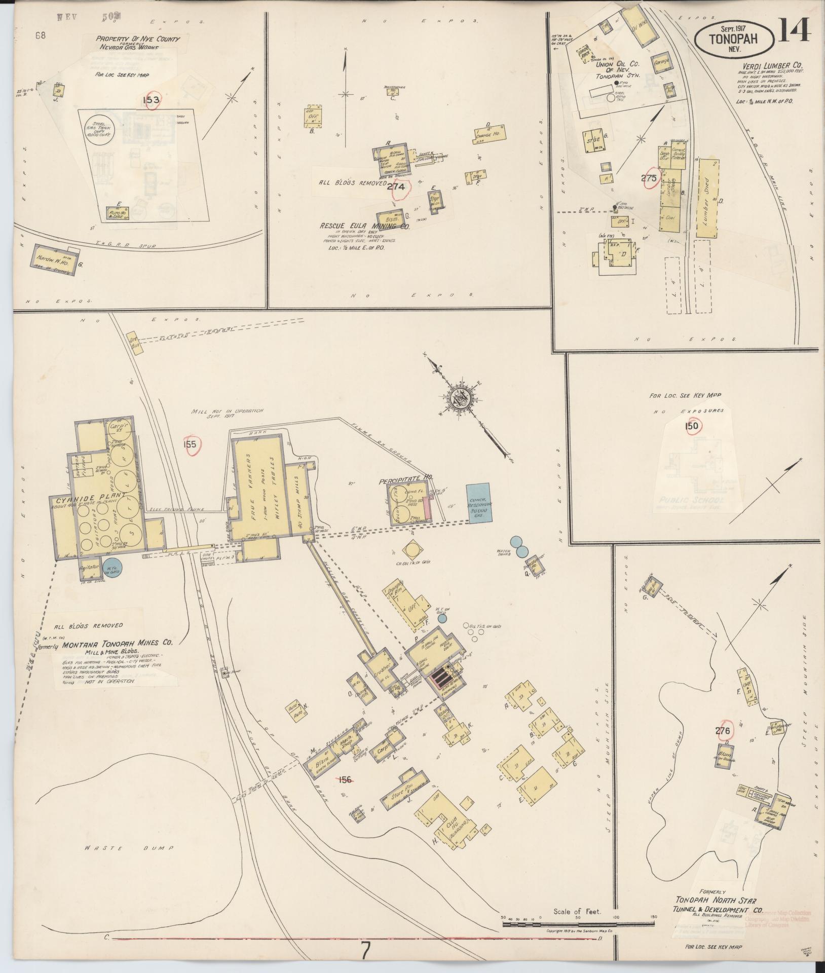 Sanborn Fire Insurance Map from Tonopah, Nye County, Nevada (1941), Sheet #0014 - Historic Sanborn Fire Insurance Map Print, vintage old map wall art, antique decor, genealogy gift, Nevada Nevada map