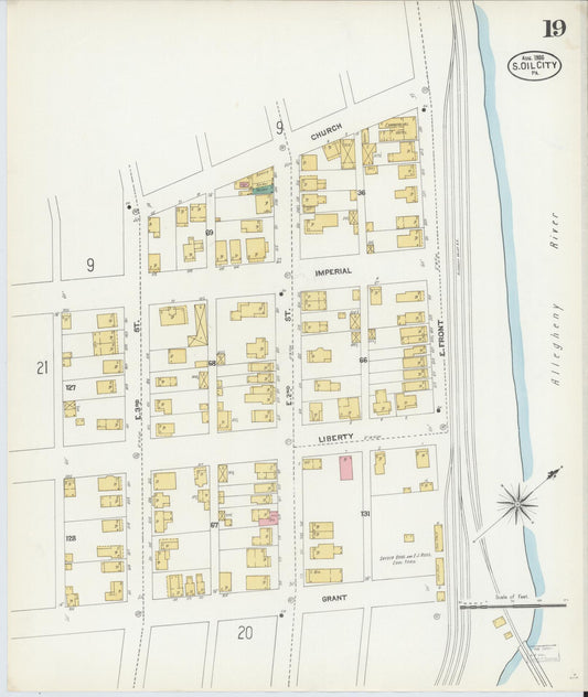 Sanborn Fire Insurance Map from Oil City, Venango County, Pennsylvania (1906), Sheet #0019 - Historic Sanborn Fire Insurance Map Print, vintage old map wall art, antique decor, genealogy gift, Pennsylvania Pennsylvania map