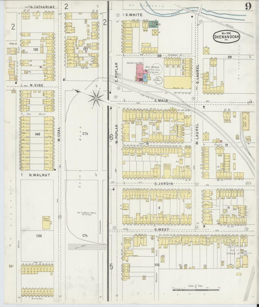 Sanborn Fire Insurance Map from Shenandoah, Schuylkill County, Pennsylvania (1896), Sheet #0009 - Historic Sanborn Fire Insurance Map Print, vintage old map wall art, antique decor, genealogy gift, Pennsylvania Pennsylvania map