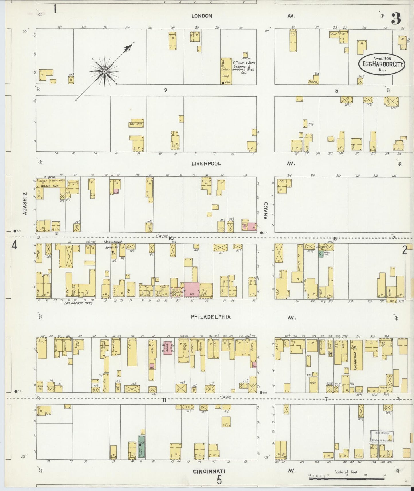 Sanborn Fire Insurance Map from Egg Harbor City, Atlantic County, New Jersey (1903), Sheet #0003 - Complete Map Set gallery image, historic Sanborn map, vintage wall art, New Jersey New Jersey