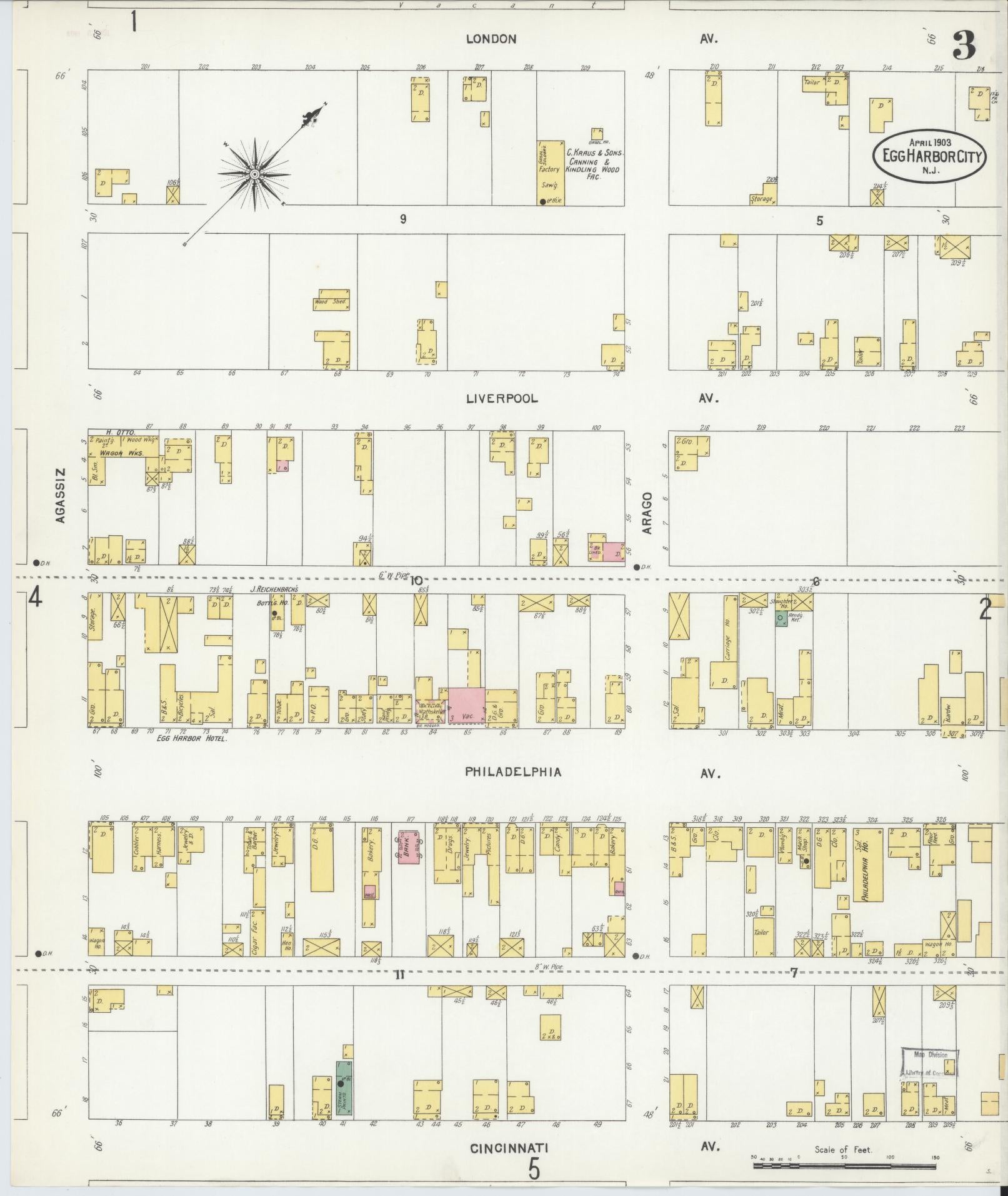 Sanborn Fire Insurance Map from Egg Harbor City, Atlantic County, New Jersey (1903), Sheet #0003 - Complete Map Set gallery image, historic Sanborn map, vintage wall art, New Jersey New Jersey