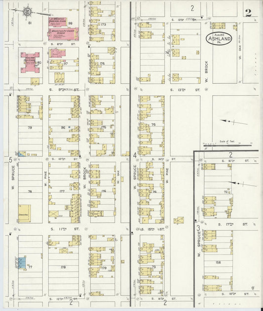 Sanborn Fire Insurance Map from Ashland, Schuylkill County, Pennsylvania (1913), Sheet #0002 - Historic Sanborn Fire Insurance Map Print, vintage old map wall art, antique decor, genealogy gift, Pennsylvania Pennsylvania map
