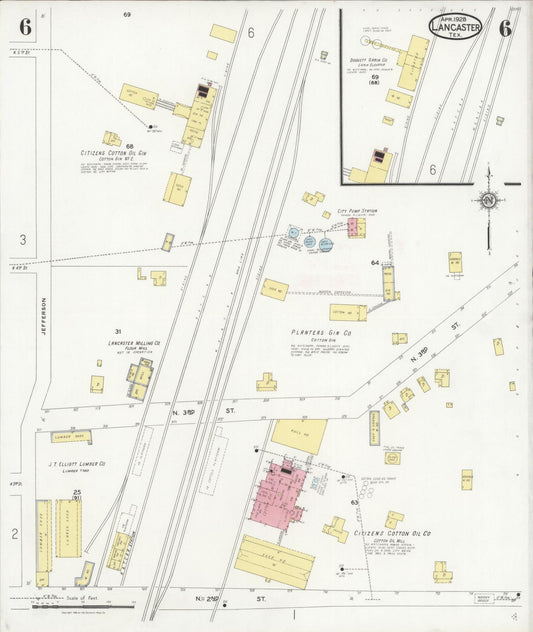 Sanborn Fire Insurance Map from Lancaster, Dallas County, Texas (1928), Sheet #0006 - Historic Sanborn Fire Insurance Map Print, vintage old map wall art, antique decor, genealogy gift, Texas Texas map