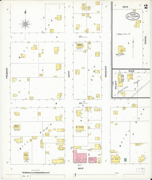 Sanborn Fire Insurance Map from Altona, Knox County, Illinois (1901), Sheet #0002 - Historic Sanborn Fire Insurance Map Print, vintage old map wall art, antique decor, genealogy gift, Illinois Illinois map