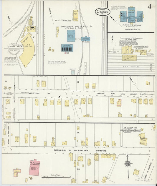 Sanborn Fire Insurance Map from Cresson, Cambria County, Pennsylvania (1911), Sheet #0004 - Historic Sanborn Fire Insurance Map Print, vintage old map wall art, antique decor, genealogy gift, Pennsylvania Pennsylvania map