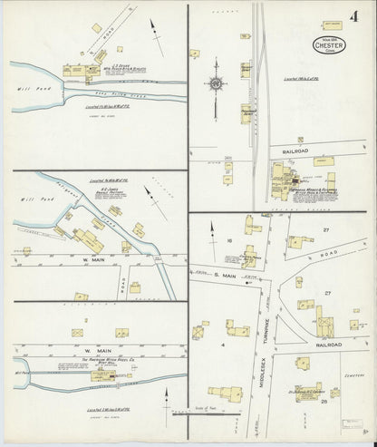 Sanborn Fire Insurance Map from Chester, Middlesex County, Connecticut (1914), Sheet #0004 - Complete Map Set gallery image, historic Sanborn map, vintage wall art, Connecticut Connecticut