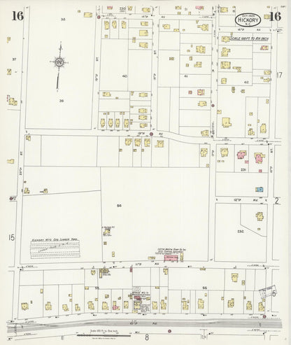 Sanborn Fire Insurance Map from Hickory, Catawba County, North Carolina (1925), Sheet #0016 - Historic Sanborn Fire Insurance Map Print, vintage old map wall art, antique decor, genealogy gift, North Carolina North Carolina map
