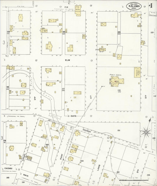 Sanborn Fire Insurance Map from Kalama, Cowlitz County, Washington (1908), Sheet #0004 - Historic Sanborn Fire Insurance Map Print, vintage old map wall art, antique decor, genealogy gift, Washington Washington map