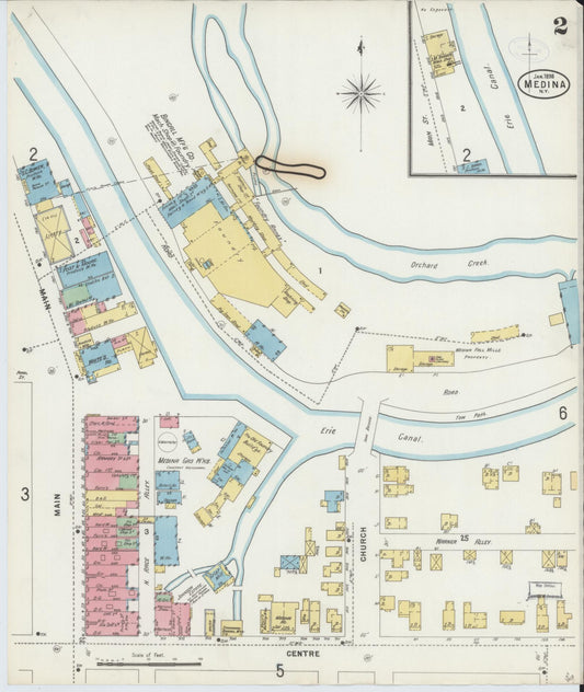 Sanborn Fire Insurance Map from Medina, Orleans County, New York (1898), Sheet #0002 - Historic Sanborn Fire Insurance Map Print, vintage old map wall art, antique decor, genealogy gift, New York New York map