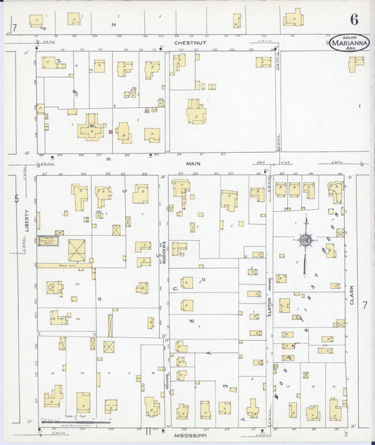 Sanborn Fire Insurance Map from Marianna, Lee County, Arkansas (1919), Sheet #0006 - Historic Sanborn Fire Insurance Map Print, vintage old map wall art, antique decor, genealogy gift, Arkansas Arkansas map