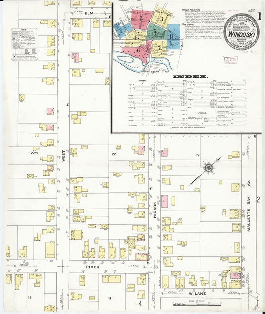 Sanborn Fire Insurance Map from Winooski, Chittenden County, Vermont (1909), Sheet #0001 - Complete Map Set gallery image, historic Sanborn map, vintage wall art, Vermont Vermont