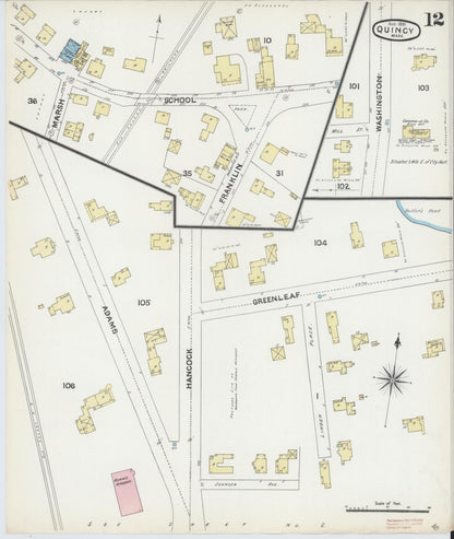 Sanborn Fire Insurance Map from Quincy, Norfolk County, Massachusetts (1891), Sheet #0012 - Complete Map Set gallery image, historic Sanborn map, vintage wall art, Massachusetts Massachusetts