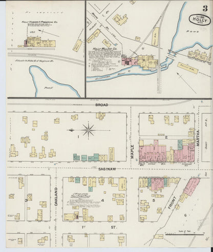Sanborn Fire Insurance Map from Holly, Oakland County, Michigan (1888), Sheet #0003 - Complete Map Set gallery image, historic Sanborn map, vintage wall art, Michigan Michigan