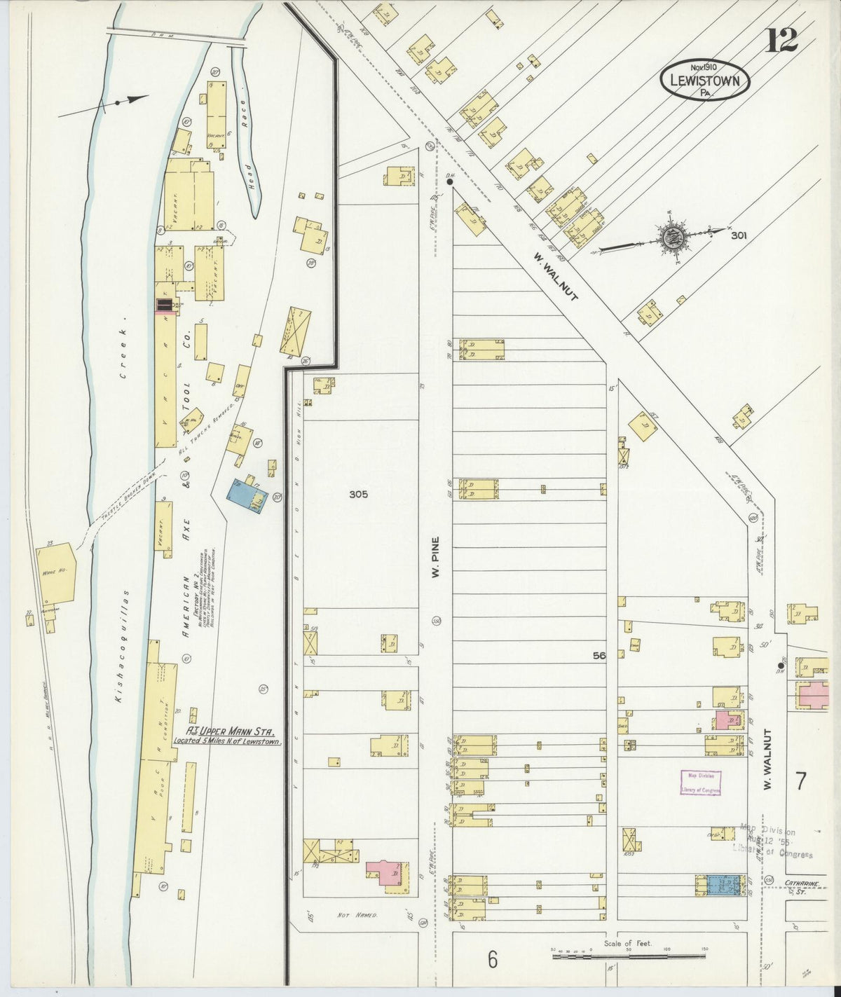 Sanborn Fire Insurance Map from Lewistown, Mifflin County, Pennsylvania (1910), Sheet #0012 - Complete Map Set gallery image, historic Sanborn map, vintage wall art, Pennsylvania Pennsylvania