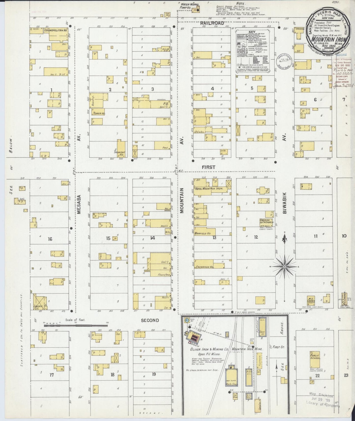 Sanborn Fire Insurance Map from Mountain Iron, Saint Louis County, Minnesota (1900), Sheet #0001 - Historic Sanborn Fire Insurance Map Print, vintage old map wall art, antique decor, genealogy gift, Minnesota Minnesota map