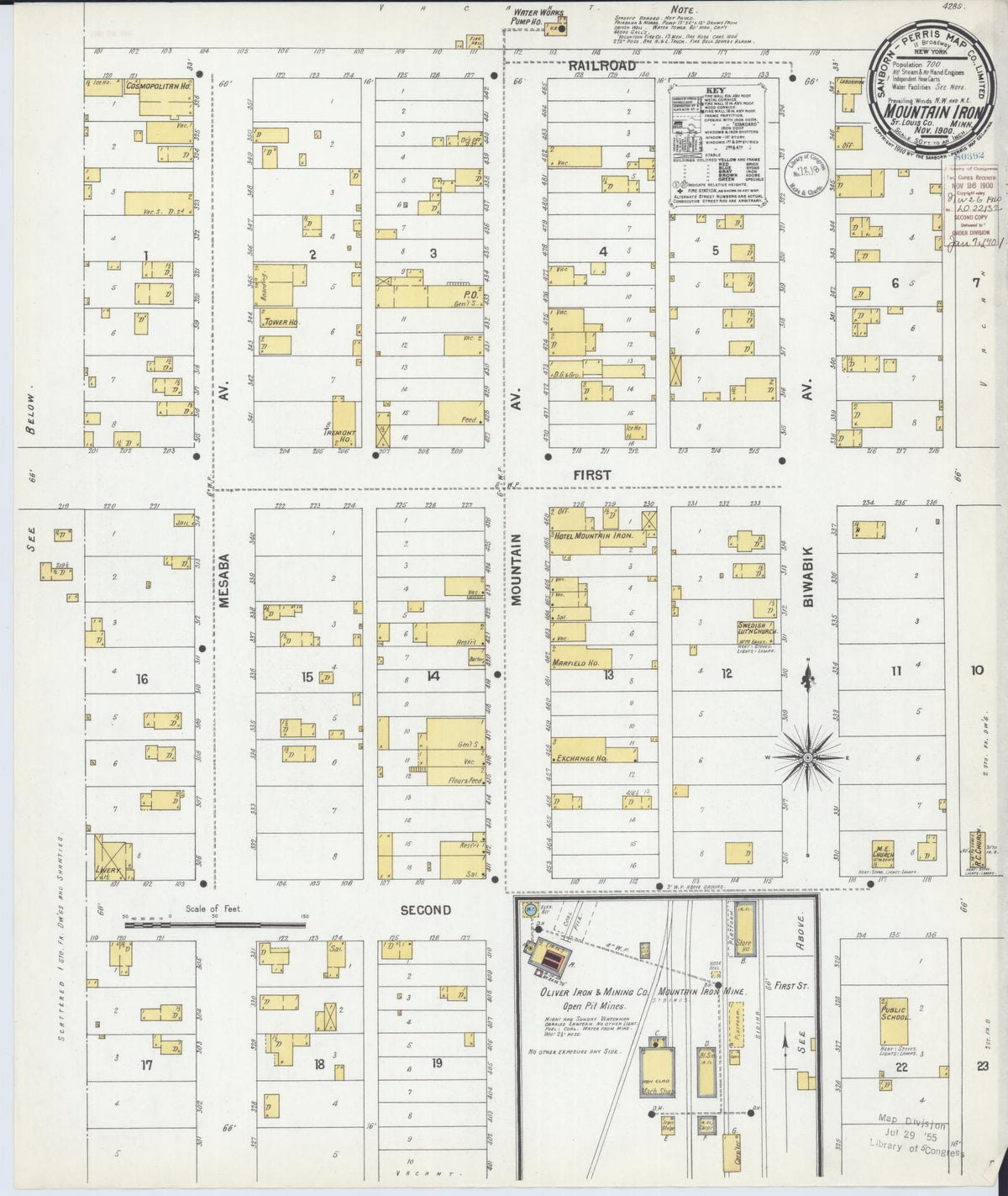 Sanborn Fire Insurance Map from Mountain Iron, Saint Louis County, Minnesota (1900), Sheet #0001 - Historic Sanborn Fire Insurance Map Print, vintage old map wall art, antique decor, genealogy gift, Minnesota Minnesota map