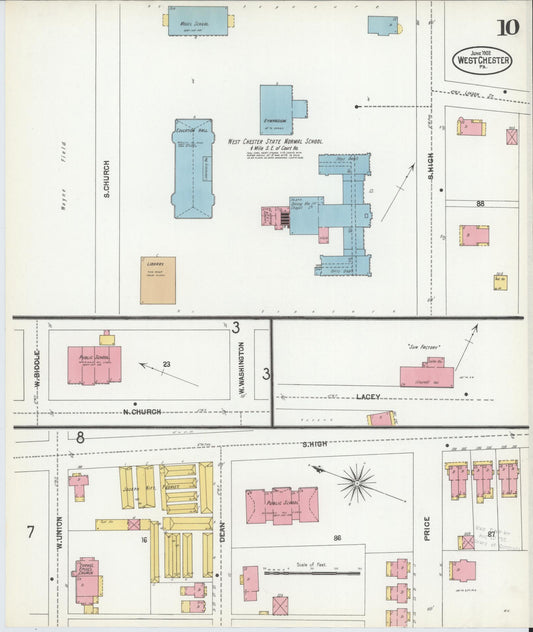 Sanborn Fire Insurance Map from West Chester, Chester County, Pennsylvania (1902), Sheet #0010 - Historic Sanborn Fire Insurance Map Print, vintage old map wall art, antique decor, genealogy gift, Pennsylvania Pennsylvania map