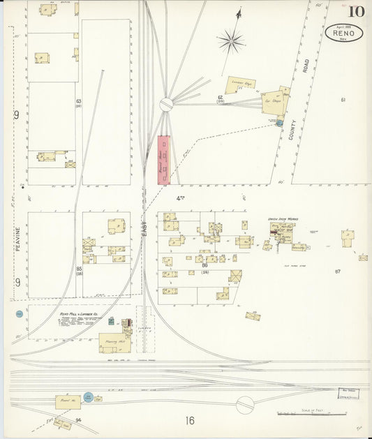 Sanborn Fire Insurance Map from Reno, Washoe County, Nevada (1899), Sheet #0010 - Historic Sanborn Fire Insurance Map Print, vintage old map wall art, antique decor, genealogy gift, Nevada Nevada map