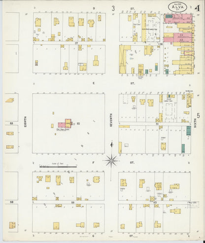 Sanborn Fire Insurance Map from Alva, Woods County, Oklahoma (1901), Sheet #0004 - Complete Map Set gallery image, historic Sanborn map, vintage wall art, Oklahoma Oklahoma