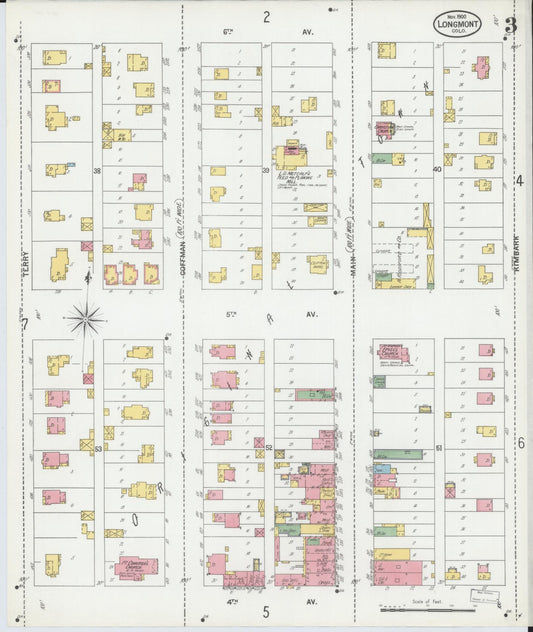 Sanborn Fire Insurance Map from Longmont, Boulder County, Colorado (1900), Sheet #0003 - Historic Sanborn Fire Insurance Map Print, vintage old map wall art, antique decor, genealogy gift, Colorado Colorado map
