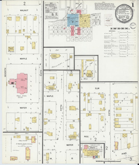 Sanborn Fire Insurance Map from Sleepy Eye, Brown County, Minnesota (1899), Sheet #0001 - Historic Sanborn Fire Insurance Map Print, vintage old map wall art, antique decor, genealogy gift, Minnesota Minnesota map
