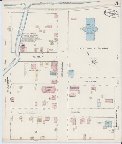 Sanborn Fire Insurance Map from Jefferson City, Cole County, Missouri (1885), Sheet #0003 - Complete Map Set gallery image, historic Sanborn map, vintage wall art, Missouri Missouri