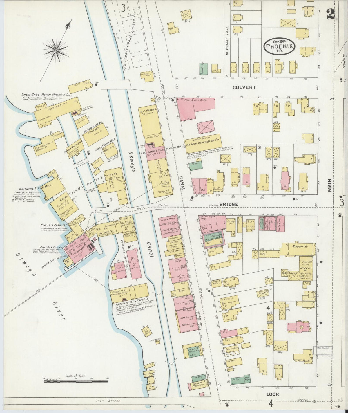 Sanborn Fire Insurance Map from Phoenix, Oswego County, New York (1904), Sheet #0002 - Complete Map Set gallery image, historic Sanborn map, vintage wall art, New York New York