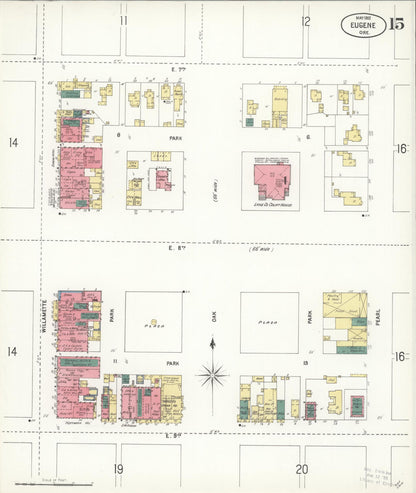 Sanborn Fire Insurance Map from Eugene, Lane County, Oregon (1902), Sheet #0015 - Complete Map Set gallery image, historic Sanborn map, vintage wall art, Oregon Oregon