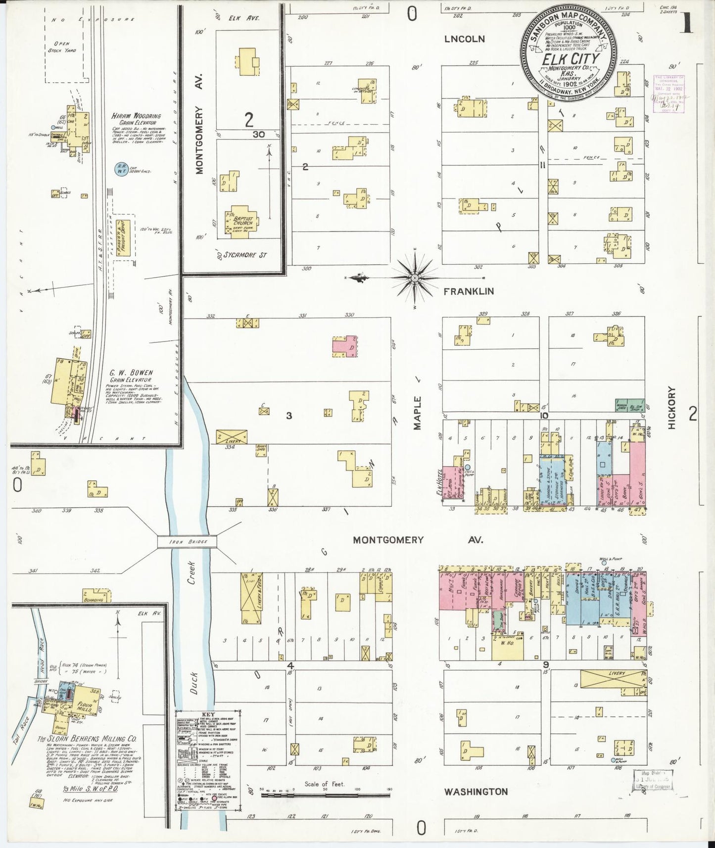 Sanborn Fire Insurance Map from Elk City, Montgomery County, Kansas (1902), Sheet #0001 - Complete Map Set gallery image, historic Sanborn map, vintage wall art, Kansas Kansas
