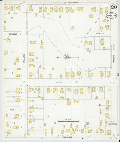 Sanborn Fire Insurance Map from Appleton, Outagamie County, Wisconsin (1901), Sheet #0020 - Complete Map Set gallery image, historic Sanborn map, vintage wall art, Wisconsin Wisconsin