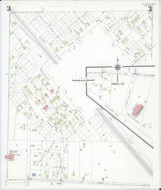 Sanborn Fire Insurance Map from Hilliards, Franklin County, Ohio (1946), Sheet #0003 - Historic Sanborn Fire Insurance Map Print, vintage old map wall art, antique decor, genealogy gift, Ohio Ohio map