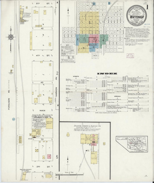 Sanborn Fire Insurance Map from Watonga, Blaine County, Oklahoma (1914), Sheet #0001 - Complete Map Set gallery image, historic Sanborn map, vintage wall art, Oklahoma Oklahoma