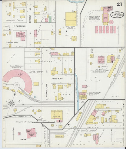 Sanborn Fire Insurance Map from Danville, Vermilion County, Illinois (1895), Sheet #0021 - Complete Map Set gallery image, historic Sanborn map, vintage wall art, Illinois Illinois