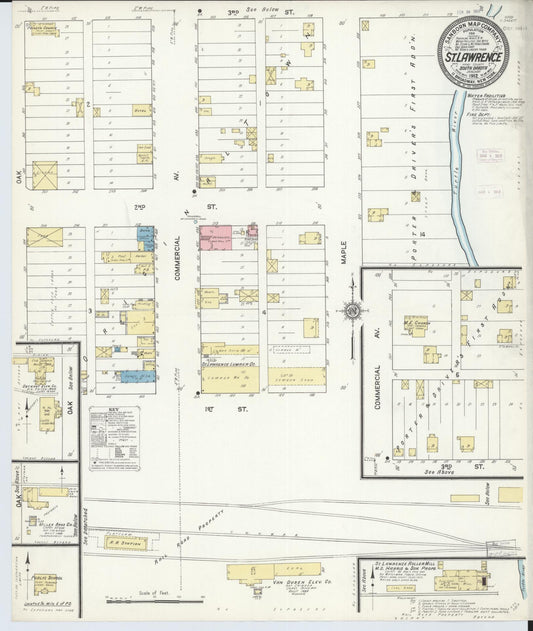 Sanborn Fire Insurance Map from Saint Lawrence, Hand County, South Dakota (1912), Sheet #0001 - Historic Sanborn Fire Insurance Map Print, vintage old map wall art, antique decor, genealogy gift, South Dakota South Dakota map