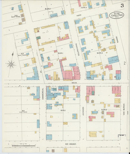 Sanborn Fire Insurance Map from Eagle Pass, Maverick County, Texas (1905), Sheet #0003 - Complete Map Set gallery image, historic Sanborn map, vintage wall art, Texas Texas