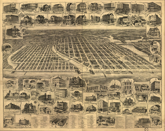 Asbury Park, Ocean Grove and vicinity, New Jersey 1897. (1897) – Historic Bird’s-Eye View Panorama Print