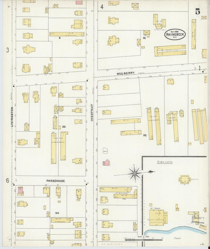 Sanborn Fire Insurance Map from Rhinebeck, Dutchess County, New York (1905), Sheet #0005 - Complete Map Set gallery image, historic Sanborn map, vintage wall art, New York New York