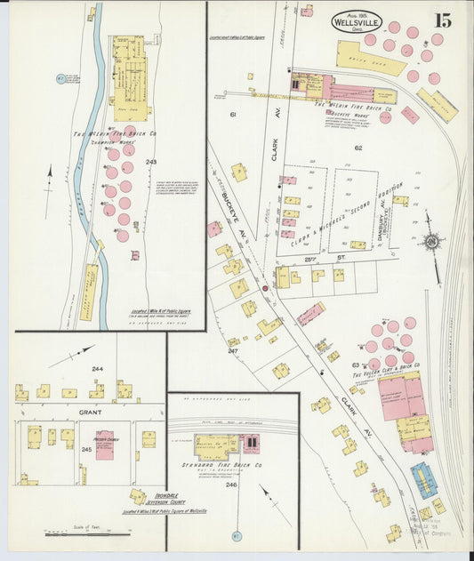 Sanborn Fire Insurance Map from Wellsville, Columbiana County, Ohio (1915), Sheet #0015 - Historic Sanborn Fire Insurance Map Print, vintage old map wall art, antique decor, genealogy gift, Ohio Ohio map