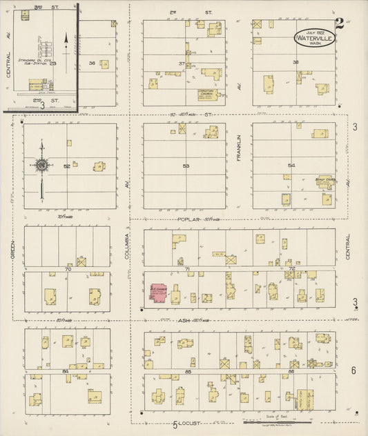 Sanborn Fire Insurance Map from Waterville, Douglas County, Washington (1922), Sheet #0002 - Historic Sanborn Fire Insurance Map Print, vintage old map wall art, antique decor, genealogy gift, Washington Washington map