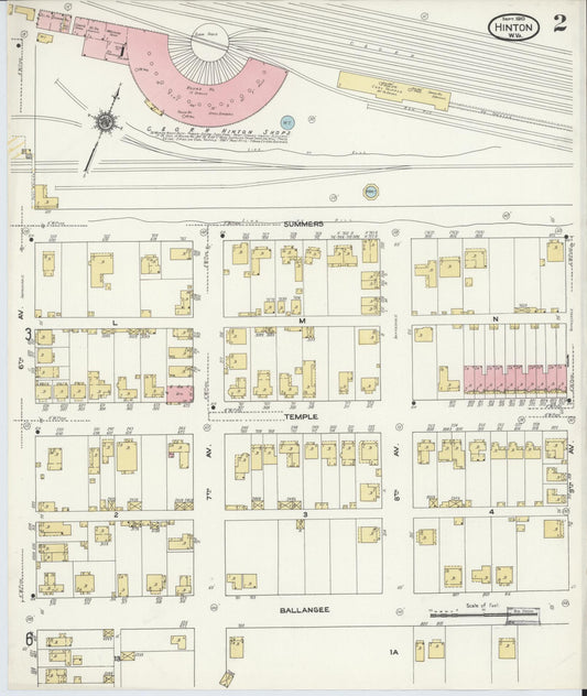 Sanborn Fire Insurance Map from Hinton, Summer County, West Virginia (1910), Sheet #0002 - Historic Sanborn Fire Insurance Map Print, vintage old map wall art, antique decor, genealogy gift, West Virginia West Virginia map
