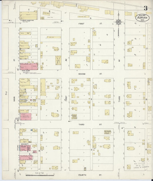 Sanborn Fire Insurance Map from Adrian, Nobles County, Minnesota (1913), Sheet #0003 - Historic Sanborn Fire Insurance Map Print, vintage old map wall art, antique decor, genealogy gift, Minnesota Minnesota map