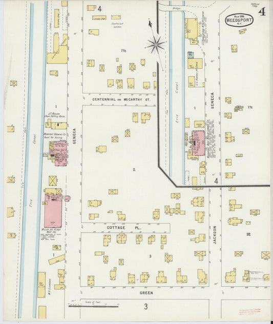 Sanborn Fire Insurance Map from Weedsport, Cayuga County, New York (1896), Sheet #0004 - Historic Sanborn Fire Insurance Map Print, vintage old map wall art, antique decor, genealogy gift, New York New York map