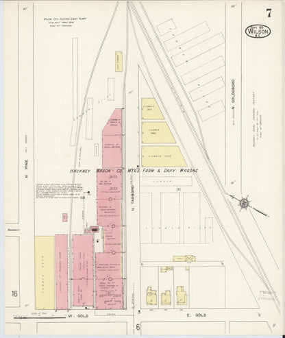Sanborn Fire Insurance Map from Wilson, Wilson County, North Carolina (1913), Sheet #0007 - Complete Map Set gallery image, historic Sanborn map, vintage wall art, North Carolina North Carolina
