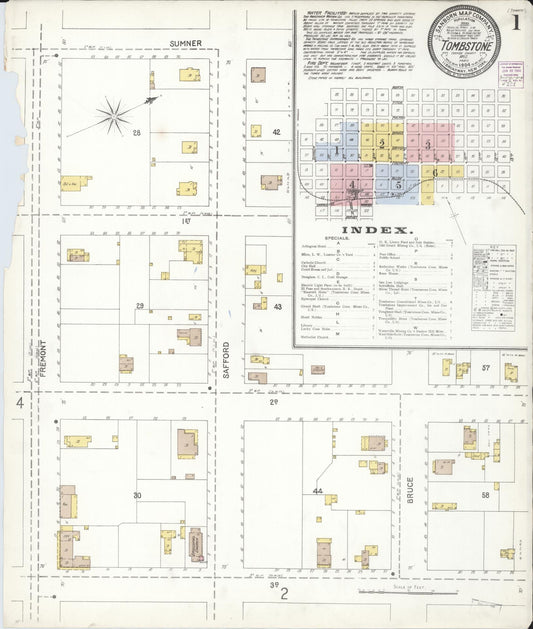 Sanborn Fire Insurance Map from Tombstone, Cochise County, Arizona (1904), Sheet #0001 - Complete Map Set gallery image, historic Sanborn map, vintage wall art, Arizona Arizona