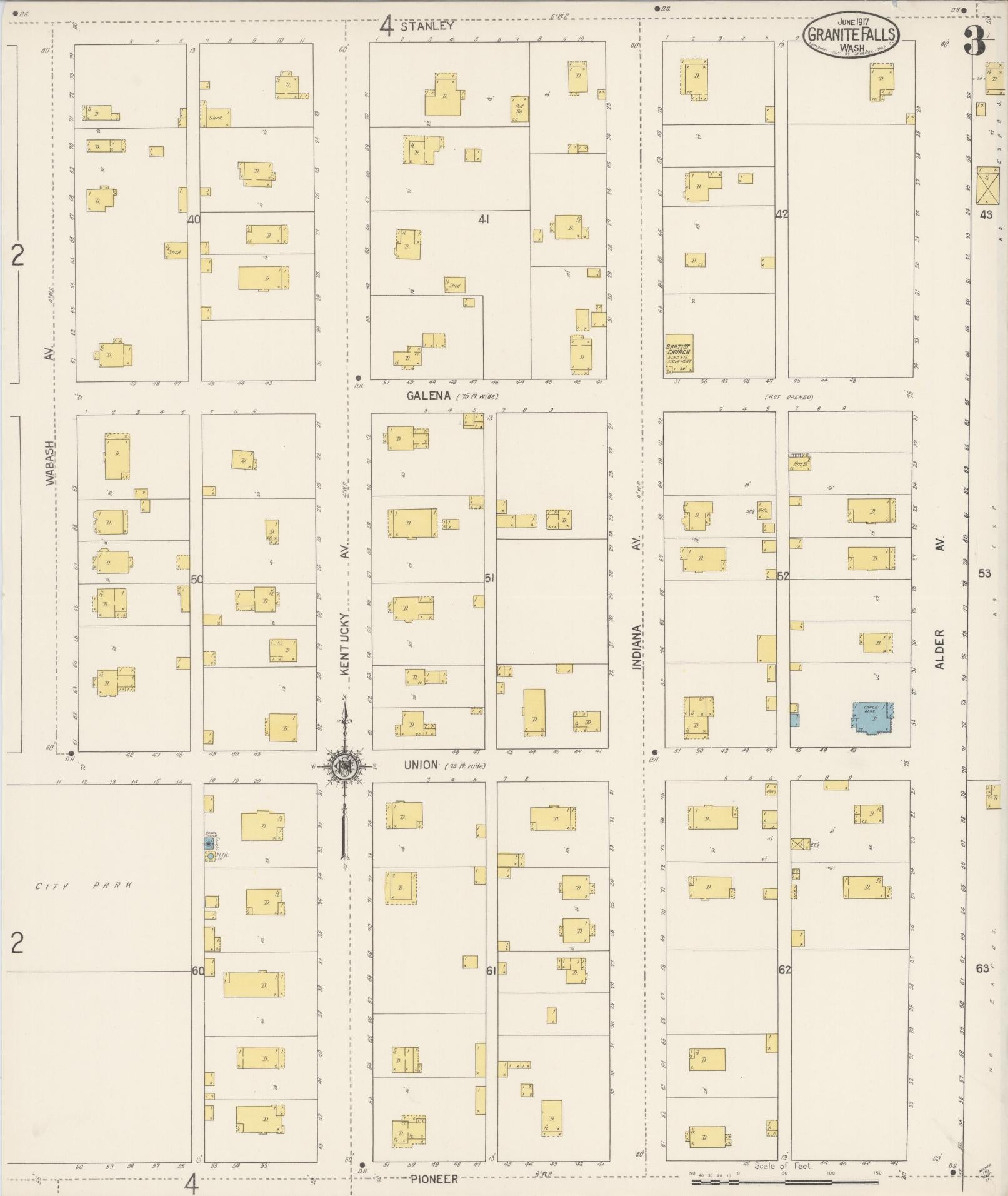 Sanborn Fire Insurance Map from Granite Falls, Snohomish County, Washington (1917), Sheet #0003 - Historic Sanborn Fire Insurance Map Print, vintage old map wall art, antique decor, genealogy gift, Washington Washington map
