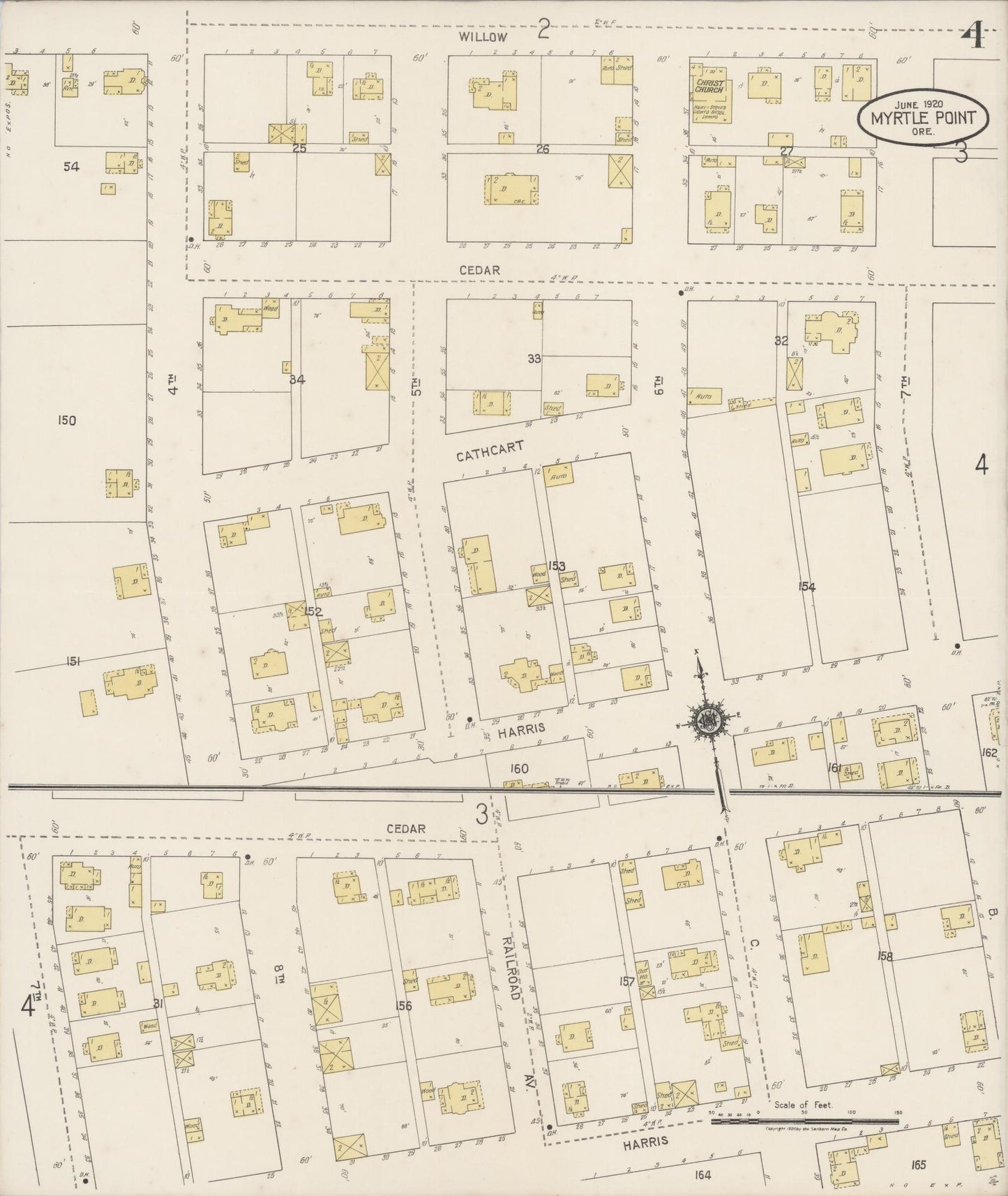 Sanborn Fire Insurance Map from Myrtle Point, Coos County, Oregon (1920), Sheet #0004 - Complete Map Set gallery image, historic Sanborn map, vintage wall art, Oregon Oregon