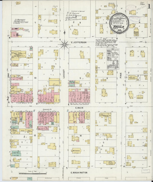 Sanborn Fire Insurance Map from Arcola, Douglas County, Illinois (1897), Sheet #0001 - Complete Map Set gallery image, historic Sanborn map, vintage wall art, Illinois Illinois