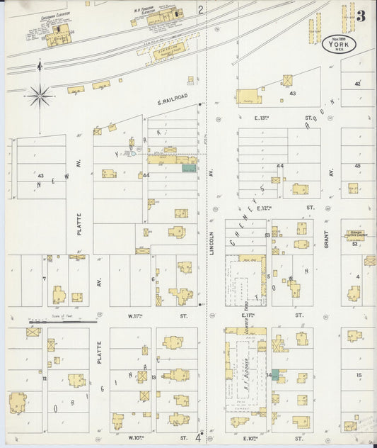 Sanborn Fire Insurance Map from York, York County, Nebraska (1899), Sheet #0003 - Historic Sanborn Fire Insurance Map Print, vintage old map wall art, antique decor, genealogy gift, Nebraska Nebraska map