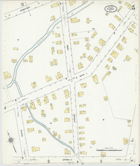 Sanborn Fire Insurance Map from Cuba, Allegany County, New York (1912), Sheet #0005 - Historic Sanborn Fire Insurance Map Print, vintage old map wall art, antique decor, genealogy gift, New York New York map