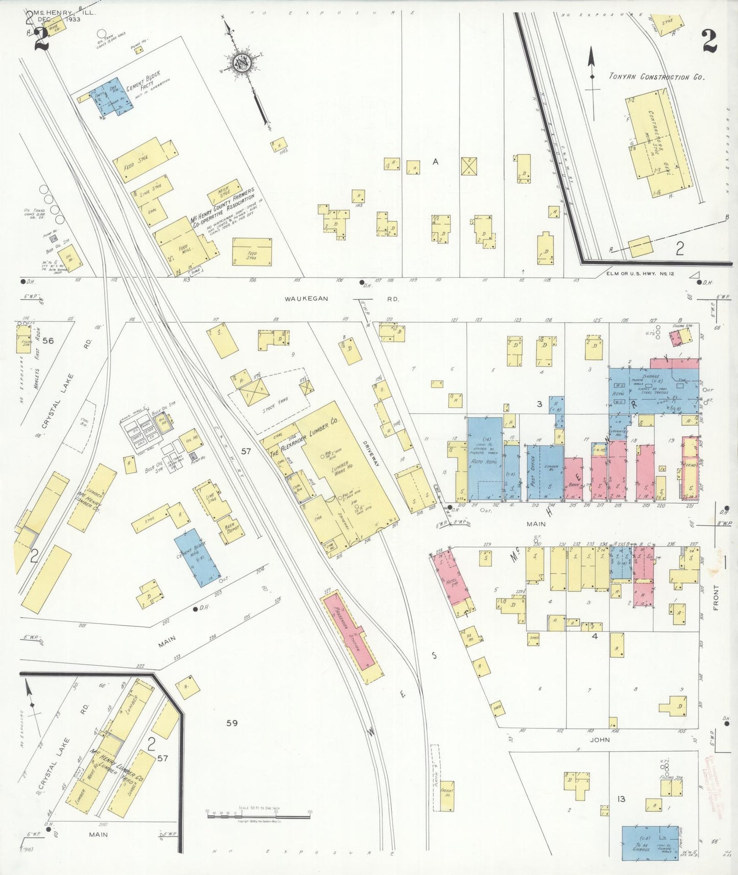 Sanborn Fire Insurance Map from McHenry, McHenry County, Illinois (1933), Sheet #0002 - Complete Map Set gallery image, historic Sanborn map, vintage wall art, Illinois Illinois